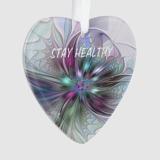 Kleurrijke Fantasy Abstract Modern Fractal Flower Ornament (voorkant)