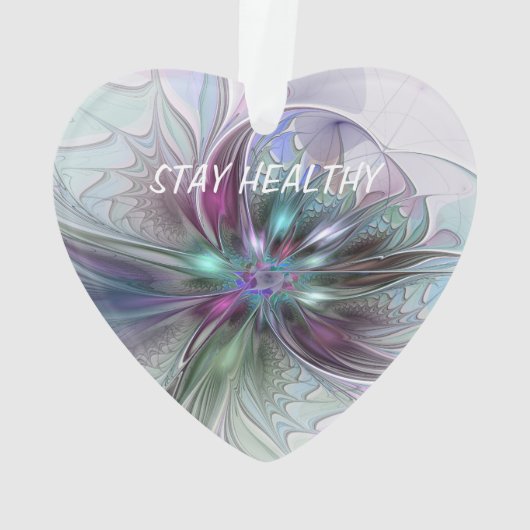 Kleurrijke Fantasy Abstract Modern Fractal Flower Ornament (achterkant)