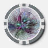 Kleurrijke Fantasy Abstract Modern Fractal Flower Poker Chips (Voorkant)