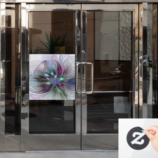 Kleurrijke Fantasy Abstract Modern Fractal Flower Raamsticker (Kantoordeur)