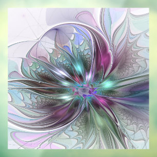 Kleurrijke Fantasy Abstract Modern Fractal Flower Raamsticker