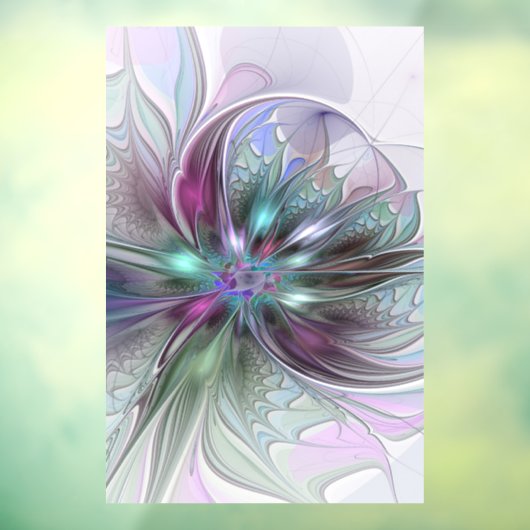Kleurrijke Fantasy Abstract Modern Fractal Flower Raamsticker (Vel 3)