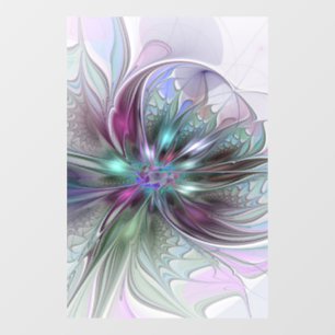 Kleurrijke Fantasy Abstract Modern Fractal Flower Raamsticker