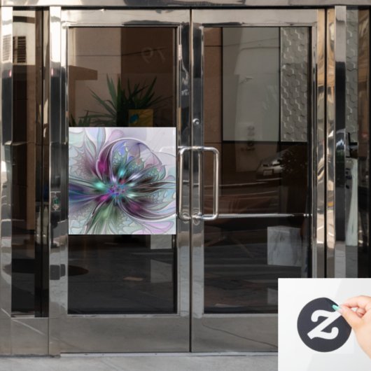 Kleurrijke Fantasy Abstract Modern Fractal Flower Raamsticker (Kantoordeur)