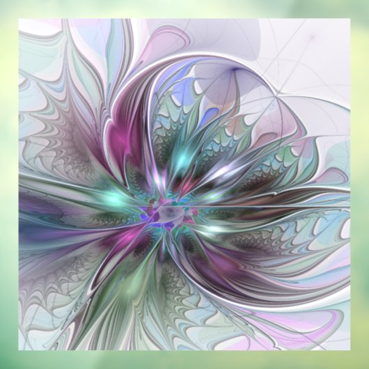 Kleurrijke Fantasy Abstract Modern Fractal Flower Raamsticker (Vel 3)
