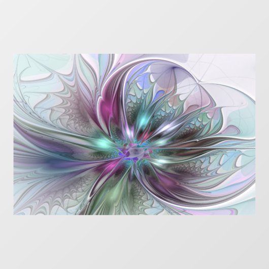 Kleurrijke Fantasy Abstract Modern Fractal Flower Raamsticker (Vel)