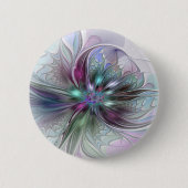 Kleurrijke Fantasy Abstract Modern Fractal Flower Ronde Button 5,7 Cm (Voorkant)