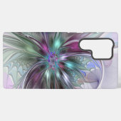 Kleurrijke Fantasy Abstract Modern Fractal Flower Samsung Galaxy Hoesje (Achterkant horizontaal)