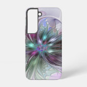 Kleurrijke Fantasy Abstract Modern Fractal Flower Samsung Galaxy Hoesje (Achterkant)