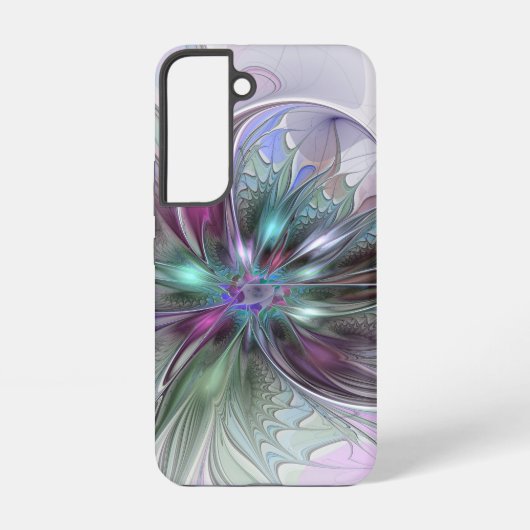 Kleurrijke Fantasy Abstract Modern Fractal Flower Samsung Galaxy Hoesje (Achterkant)