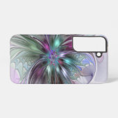 Kleurrijke Fantasy Abstract Modern Fractal Flower Samsung Galaxy Hoesje (Achterkant horizontaal)