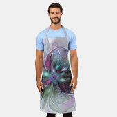 Kleurrijke Fantasy Abstract Modern Fractal Flower Schort (Gedragen)