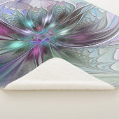 Kleurrijke Fantasy Abstract Modern Fractal Flower Sherpa Deken (3/4)