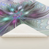 Kleurrijke Fantasy Abstract Modern Fractal Flower Sherpa Deken (3/4)