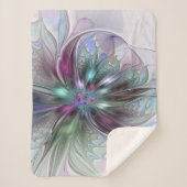 Kleurrijke Fantasy Abstract Modern Fractal Flower Sherpa Deken (Voorkant)