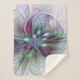 Kleurrijke Fantasy Abstract Modern Fractal Flower Sherpa Deken