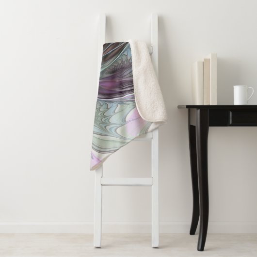 Kleurrijke Fantasy Abstract Modern Fractal Flower Sherpa Deken (In situ)