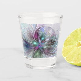 Kleurrijke Fantasy Abstract Modern Fractal Flower Shot Glas
