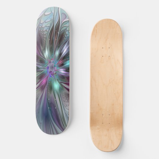 Kleurrijke Fantasy Abstract Modern Fractal Flower Skateboard (Voorkant)