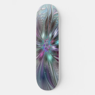 Kleurrijke Fantasy Abstract Modern Fractal Flower Skateboard