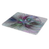 Kleurrijke Fantasy Abstract Modern Fractal Flower Snijplank (Hoek)