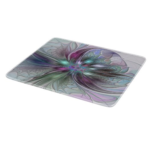 Kleurrijke Fantasy Abstract Modern Fractal Flower Snijplank (Hoek)
