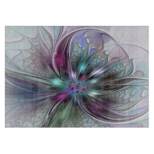 Kleurrijke Fantasy Abstract Modern Fractal Flower Snijplank (Voorkant)