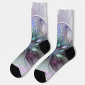 Kleurrijke Fantasy Abstract Modern Fractal Flower Sokken (Links)