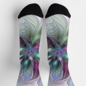 Kleurrijke Fantasy Abstract Modern Fractal Flower Sokken (Top)
