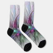 Kleurrijke Fantasy Abstract Modern Fractal Flower Sokken (Rechts)