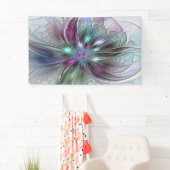 Kleurrijke Fantasy Abstract Modern Fractal Flower Spandoek (Insitu)