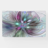 Kleurrijke Fantasy Abstract Modern Fractal Flower Spandoek (Horizontaal)