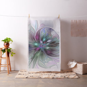Kleurrijke Fantasy Abstract Modern Fractal Flower Stof