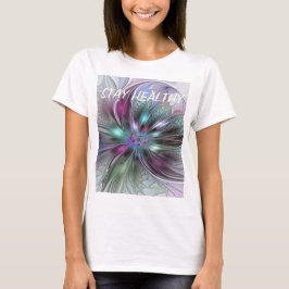 Kleurrijke Fantasy Abstract Modern Fractal Flower T-shirt