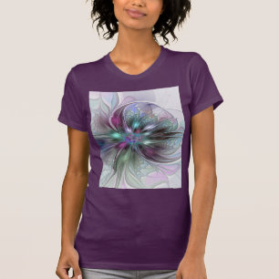 Kleurrijke Fantasy Abstract Modern Fractal Flower T-shirt