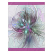 Kleurrijke Fantasy Abstract Modern Fractal Flower Tafelkleed (Voorkant)
