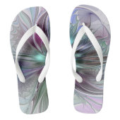 Kleurrijke Fantasy Abstract Modern Fractal Flower Teenslippers (Voetbed)
