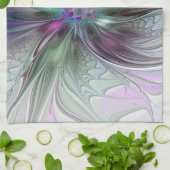 Kleurrijke Fantasy Abstract Modern Fractal Flower Theedoek (Gevouwen)