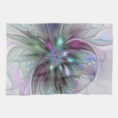 Kleurrijke Fantasy Abstract Modern Fractal Flower Theedoek (Horizontaal)