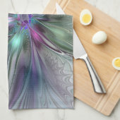 Kleurrijke Fantasy Abstract Modern Fractal Flower Theedoek (Quarter Fold)