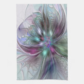 Kleurrijke Fantasy Abstract Modern Fractal Flower Theedoek (Verticaal)