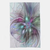 Kleurrijke Fantasy Abstract Modern Fractal Flower Theedoek (Verticaal)