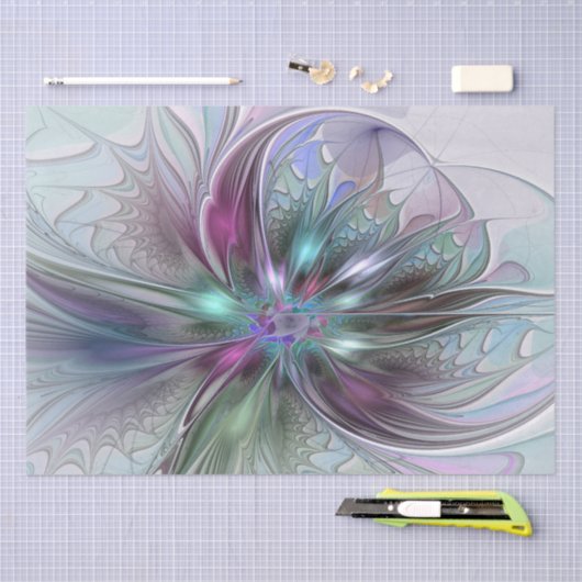 Kleurrijke Fantasy Abstract Modern Fractal Flower Tissuepapier (Craft)