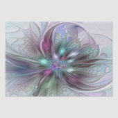 Kleurrijke Fantasy Abstract Modern Fractal Flower Tissuepapier (Voorkant)