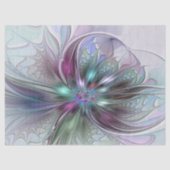Kleurrijke Fantasy Abstract Modern Fractal Flower Tissuepapier (Voorkant)