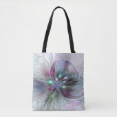 Kleurrijke Fantasy Abstract Modern Fractal Flower Tote Bag (Voorkant)