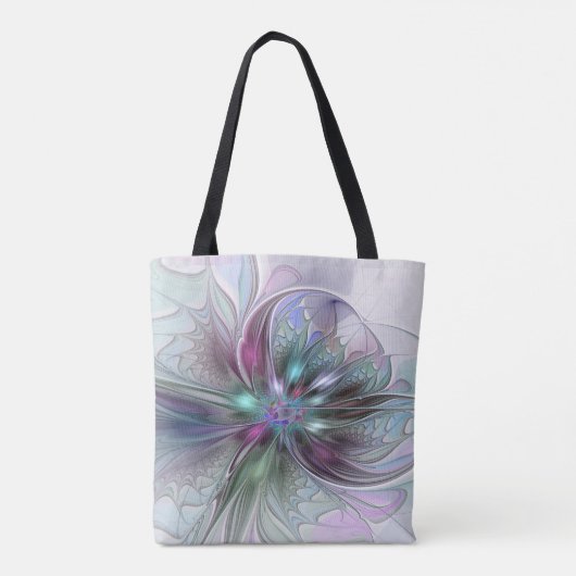 Kleurrijke Fantasy Abstract Modern Fractal Flower Tote Bag (Achterkant)