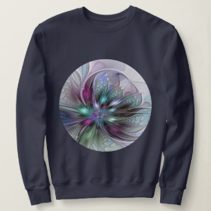 Kleurrijke Fantasy Abstract Modern Fractal Flower Trui