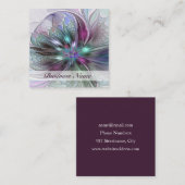 Kleurrijke Fantasy Abstract Modern Fractal Flower Vierkante Visitekaartje (Voorkant / Achterkant)