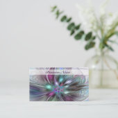 Kleurrijke Fantasy Abstract Modern Fractal Flower Visitekaartje (Staand voorkant)